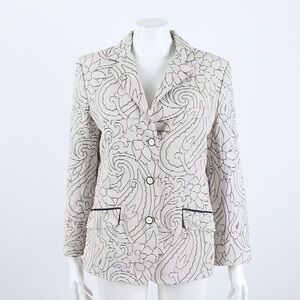 Vintage Etro Milano Chic Cream Patterned Women's Blazer